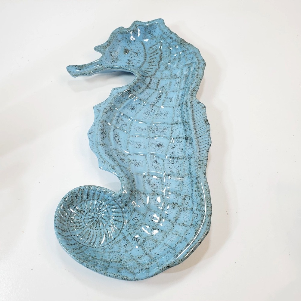 Cynthia Rowley Blue Melamine Seahorse Dish Beach Core by COASTAL Collection